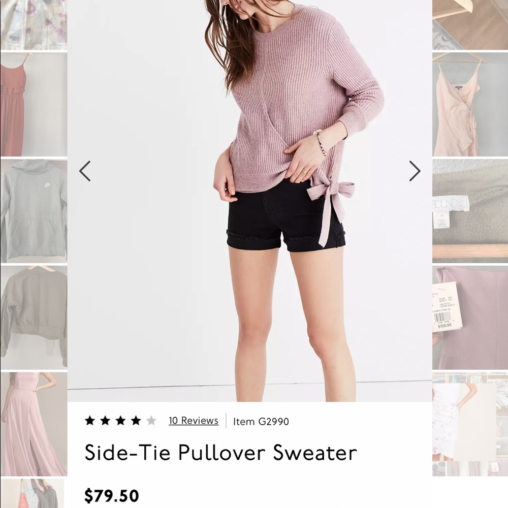 MADEWELL side tie pullover sweater Size SMALL